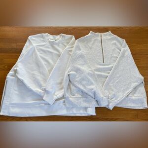Lot of 2 Varley Double Soft sweatshirts sz 3X: Light White & Heathered Ivory